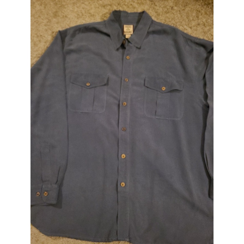 TOMMY BAHAMA 100% Silk Long Sleeve Button Up Shirt Blue Men's XL
